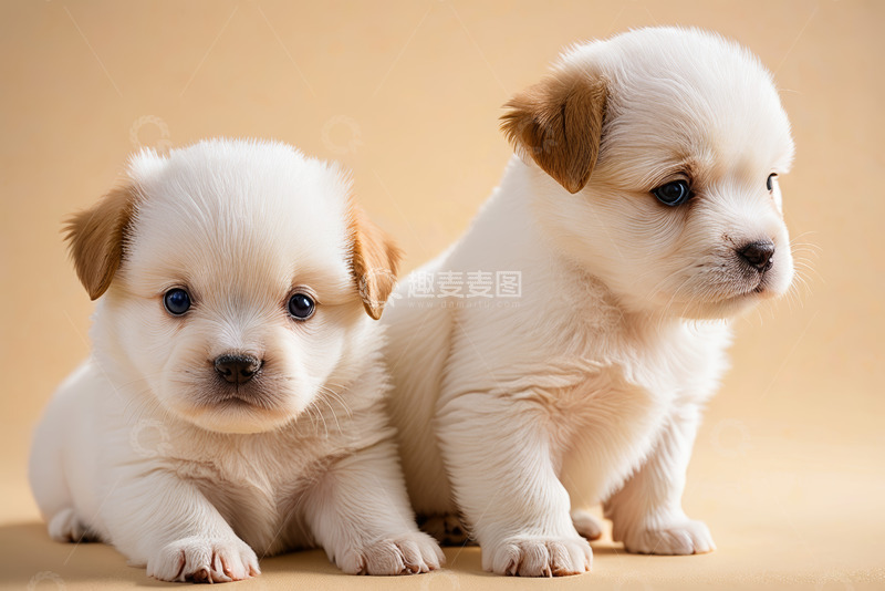 高清大图下载【趣麦麦图】两只可爱小狗特写素材