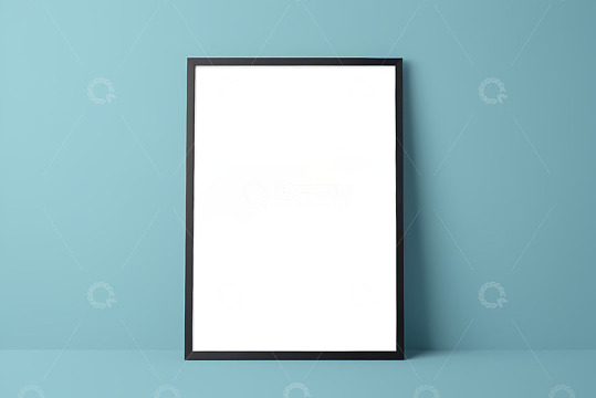 蓝色背景黑色相框空白画面