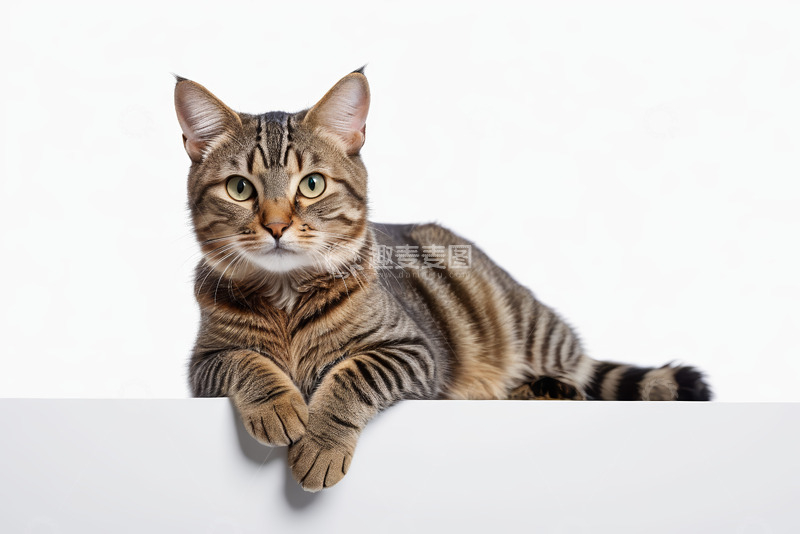 高清大图下载【趣麦麦图】趴在台面上的条纹猫