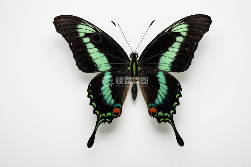 高清大图下载【趣麦麦图】黑绿相间蝴蝶特写