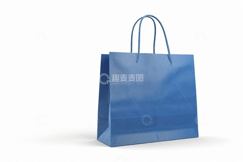 高清大图下载【趣麦麦图】蓝色纸质购物袋展示