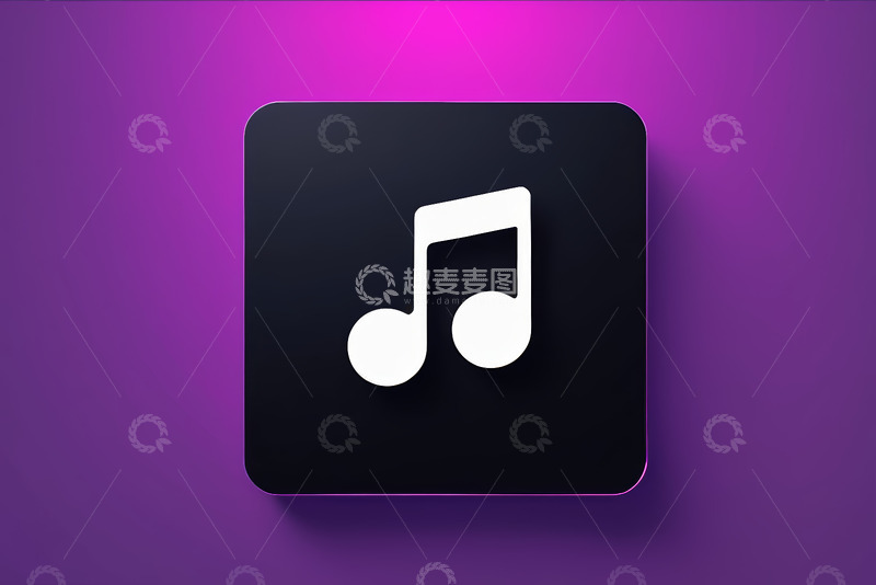 高清大图下载【趣麦麦图】黑色音乐图标紫色背景
