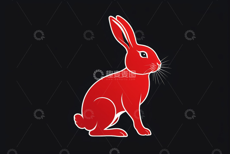 高清大图下载【趣麦麦图】红色卡通兔子图案
