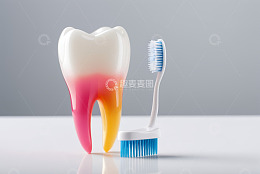 牙齿与牙刷展示