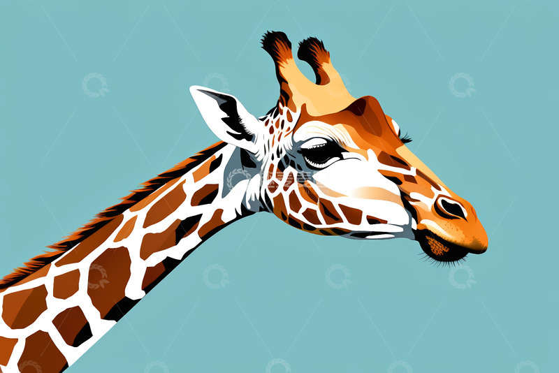 高清大图下载【趣麦麦图】长颈鹿头部插画