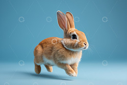 跳跃的棕色兔子特写