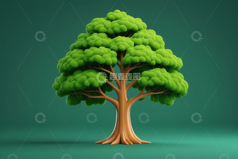 高清大图下载【趣麦麦图】绿色卡通风格树木素材