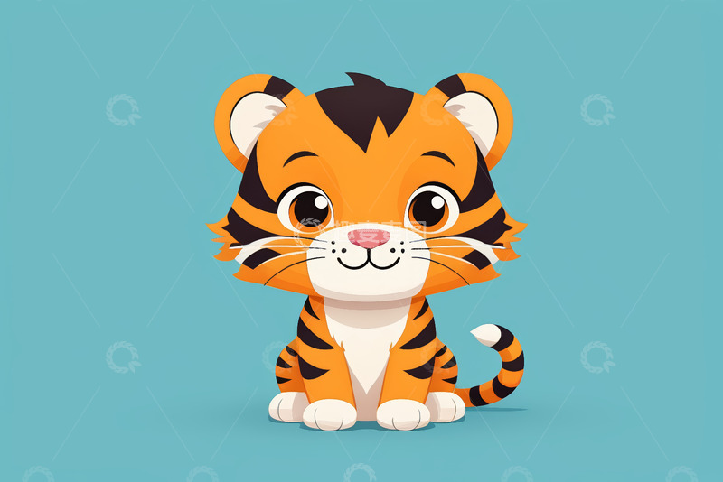 高清大图下载【趣麦麦图】卡通小老虎正面形象