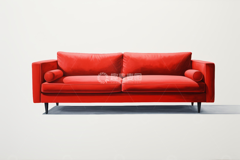 高清大图下载【趣麦麦图】红色双人现代沙发素材