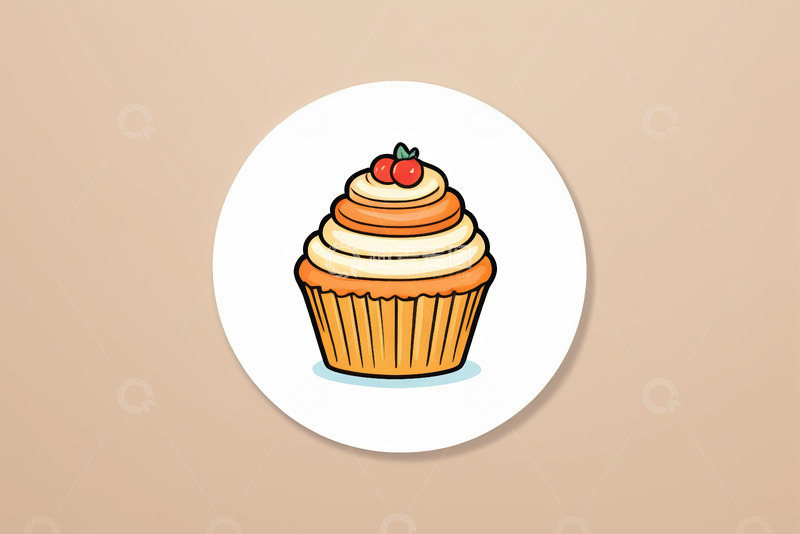 高清大图下载【趣麦麦图】卡通风格纸杯蛋糕插画
