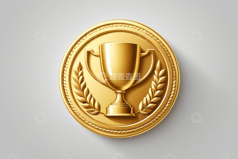 高清大图下载【趣麦麦图】金色奖杯图案徽章