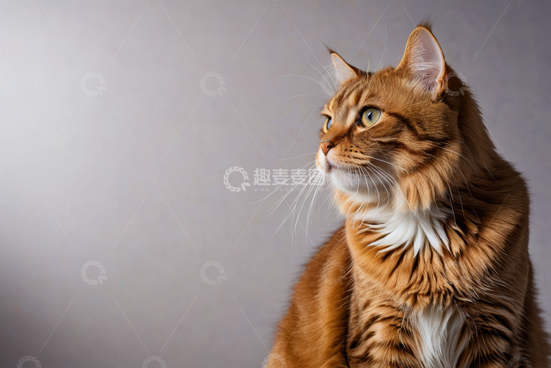 高清大图下载【趣麦麦图】橘色猫咪侧面特写