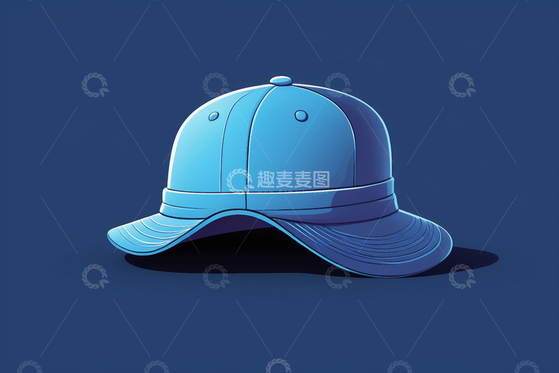 高清大图下载【趣麦麦图】蓝色卡通风格棒球帽素材