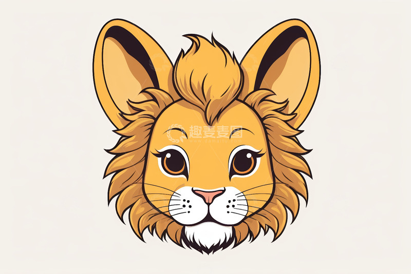 高清大图下载【趣麦麦图】卡通狮子头像插画
