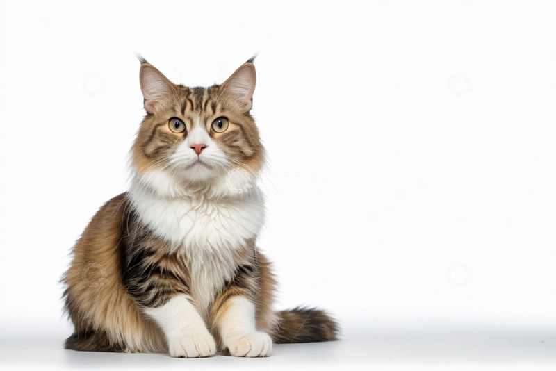 高清大图下载【趣麦麦图】长毛猫正面坐姿特写