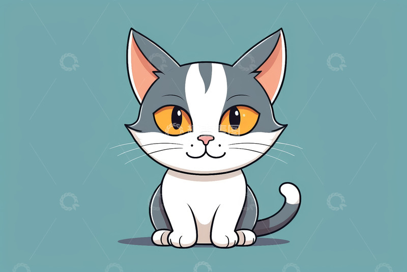 高清大图下载【趣麦麦图】卡通猫咪正面形象素材