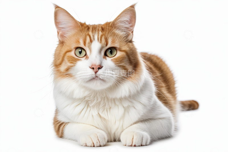 高清大图下载【趣麦麦图】橘白相间猫咪趴卧特写