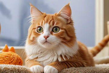 橘白相间宠物猫特写