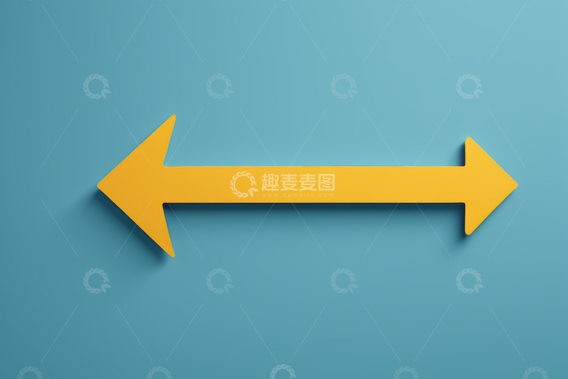 高清大图下载【趣麦麦图】蓝色背景上的黄色双向箭头