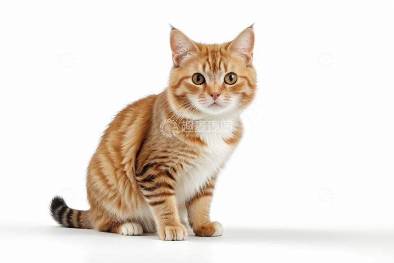高清大图下载【趣麦麦图】橘色条纹猫端坐姿态