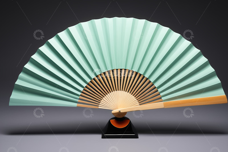 高清大图下载【趣麦麦图】浅绿色折扇特写