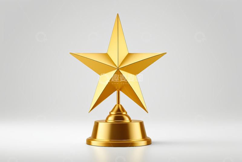 高清大图下载【趣麦麦图】金色五角星奖杯特写