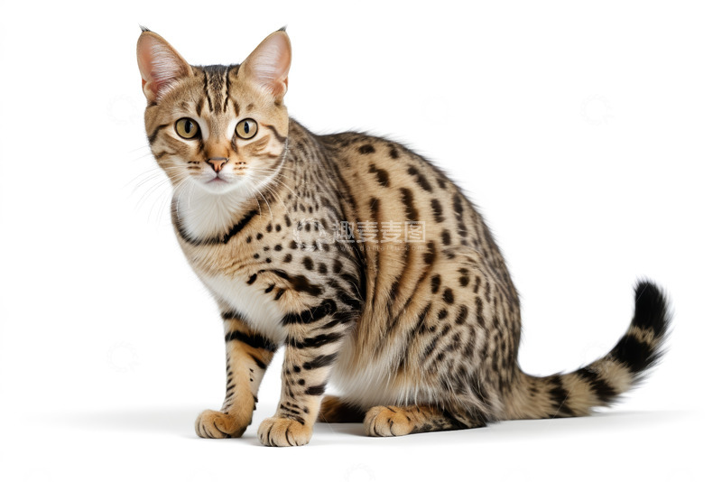 高清大图下载【趣麦麦图】坐着的豹纹猫咪