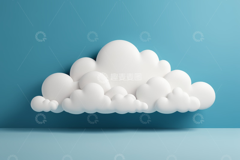 高清大图下载【趣麦麦图】蓝色背景上的立体云朵素材