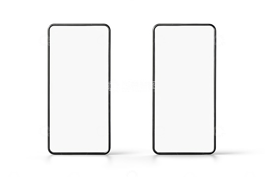 两部智能手机空白屏幕展示