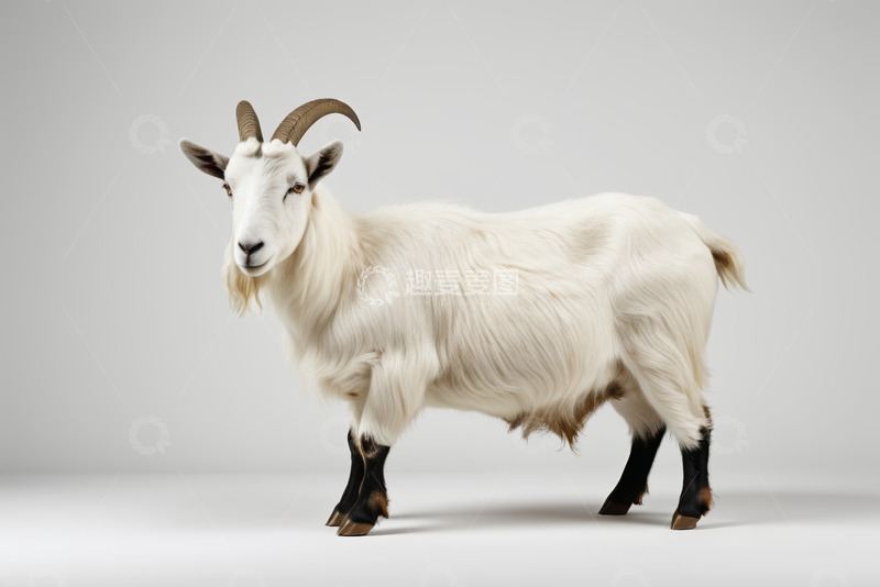 高清大图下载【趣麦麦图】站立的白色山羊特写
