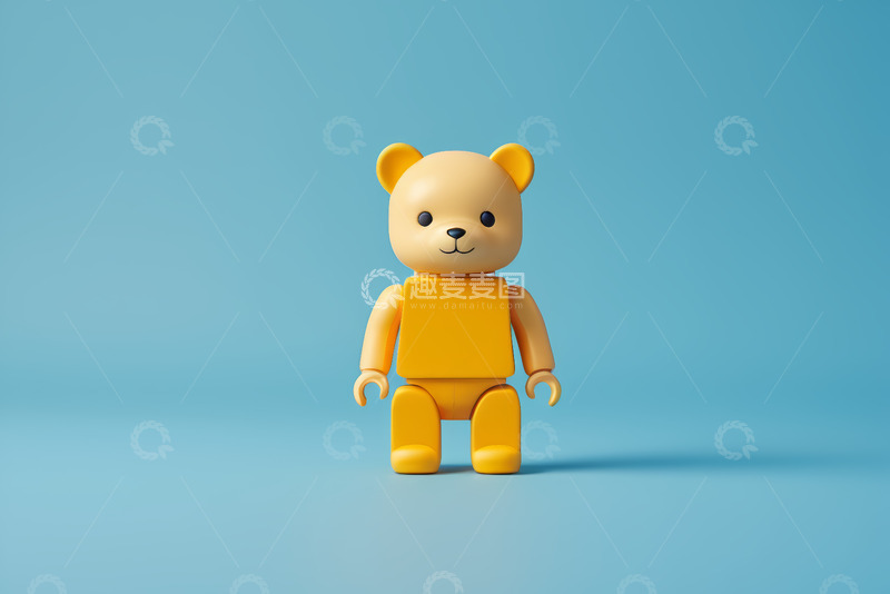 高清大图下载【趣麦麦图】黄色暴力熊潮玩单品展示
