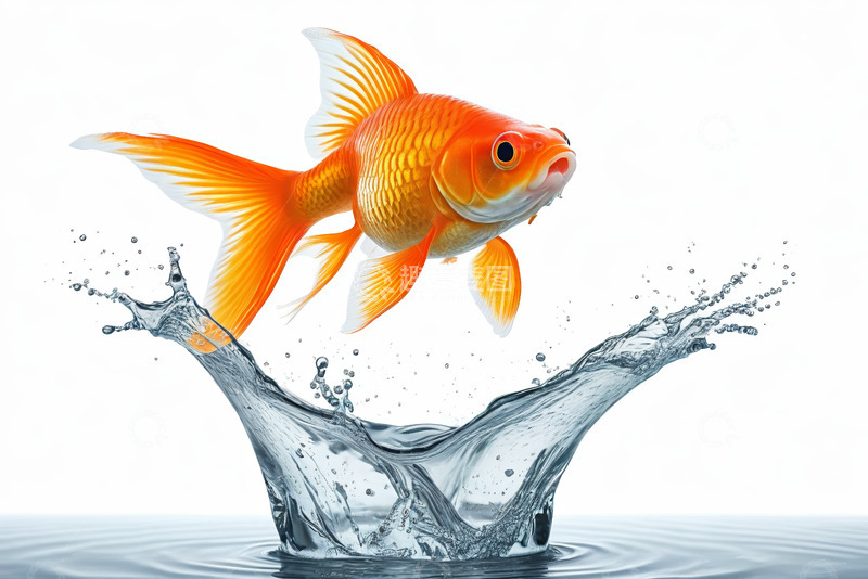 高清大图下载【趣麦麦图】跃起的橙色金鱼