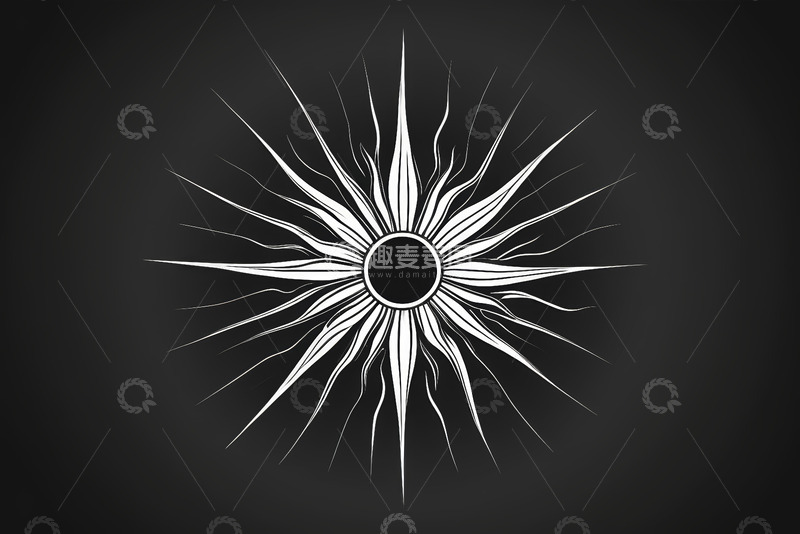 高清大图下载【趣麦麦图】黑色背景白色太阳图形