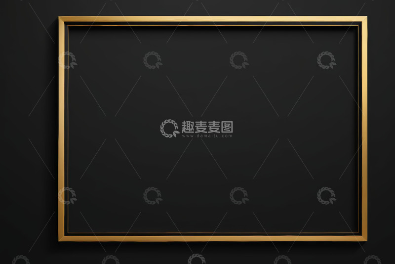 高清大图下载【趣麦麦图】黑色背景金色边框框架