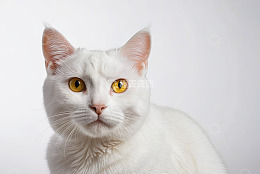 直视镜头的白色猫咪