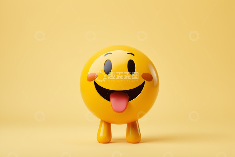 高清大图下载【趣麦麦图】站立的黄色卡通笑脸表情