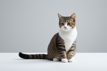 坐立的斑纹猫咪