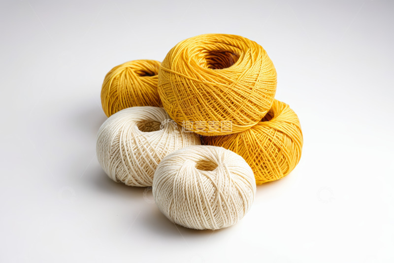 高清大图下载【趣麦麦图】黄白纱线球静物素材