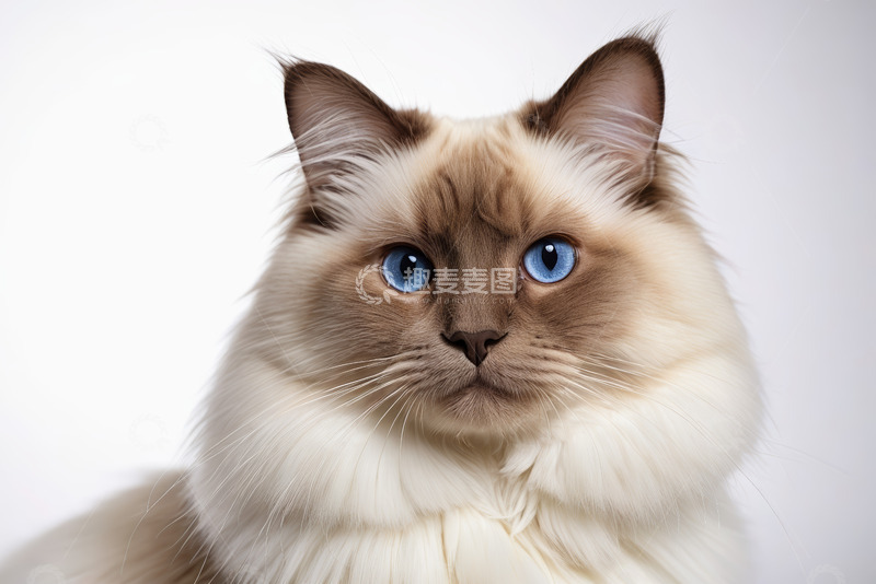 高清大图下载【趣麦麦图】蓝眼长毛猫特写