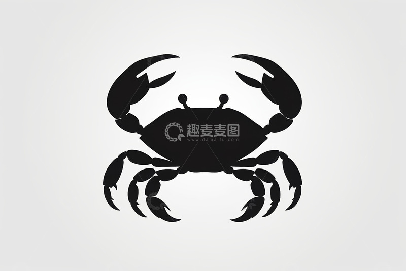 高清大图下载【趣麦麦图】黑色螃蟹剪影图案