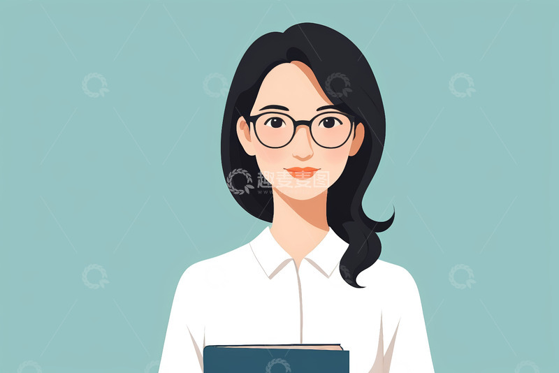 高清大图下载【趣麦麦图】持书女性卡通形象