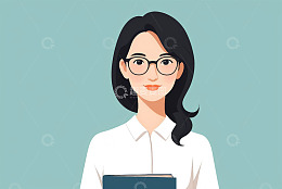 持书女性卡通形象