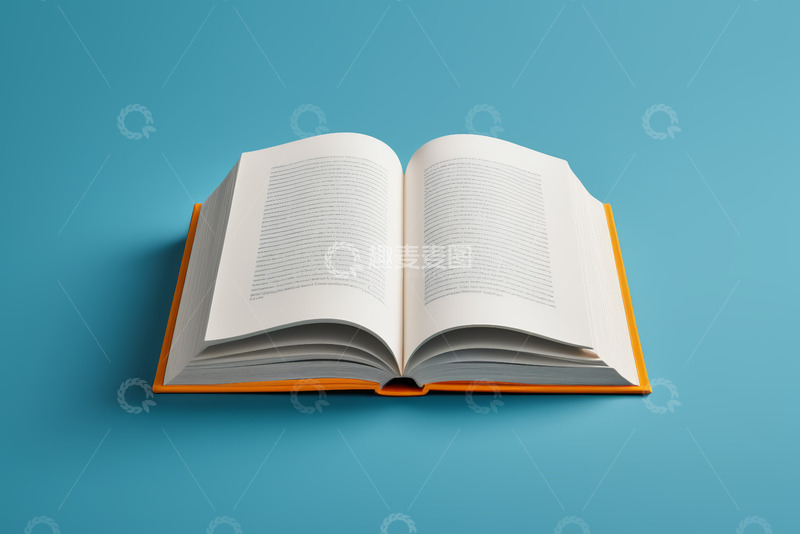 高清大图下载【趣麦麦图】蓝色背景上的翻开书籍