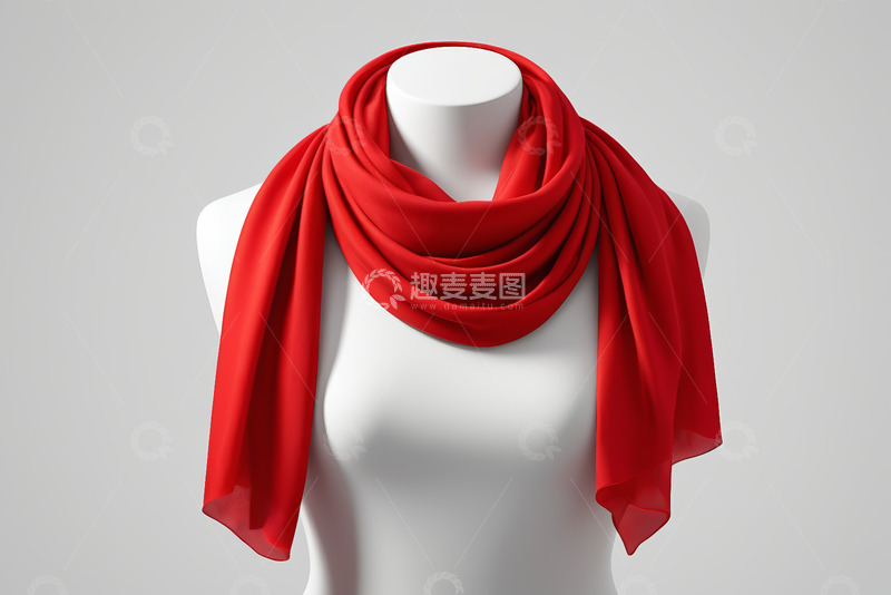 高清大图下载【趣麦麦图】白色模特展示红色围巾