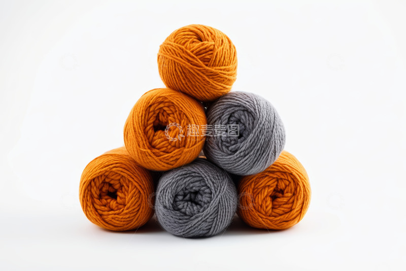 高清大图下载【趣麦麦图】堆叠的橙色和灰色毛线球