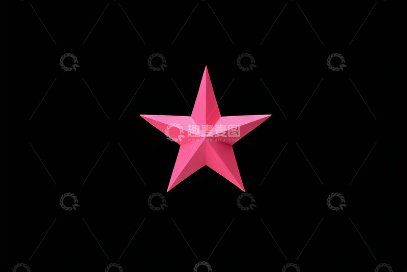 高清大图下载【趣麦麦图】黑色背景粉色立体五角星