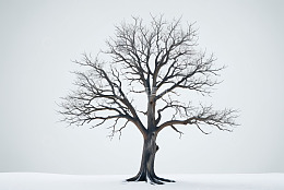 雪地中一棵光秃秃的树