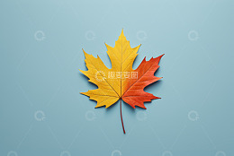 蓝色背景上的渐变枫叶素材