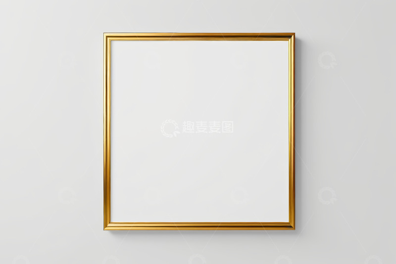 高清大图下载【趣麦麦图】金色画框装饰于白墙