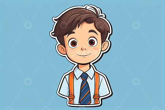 卡通男孩穿着校服微笑头像